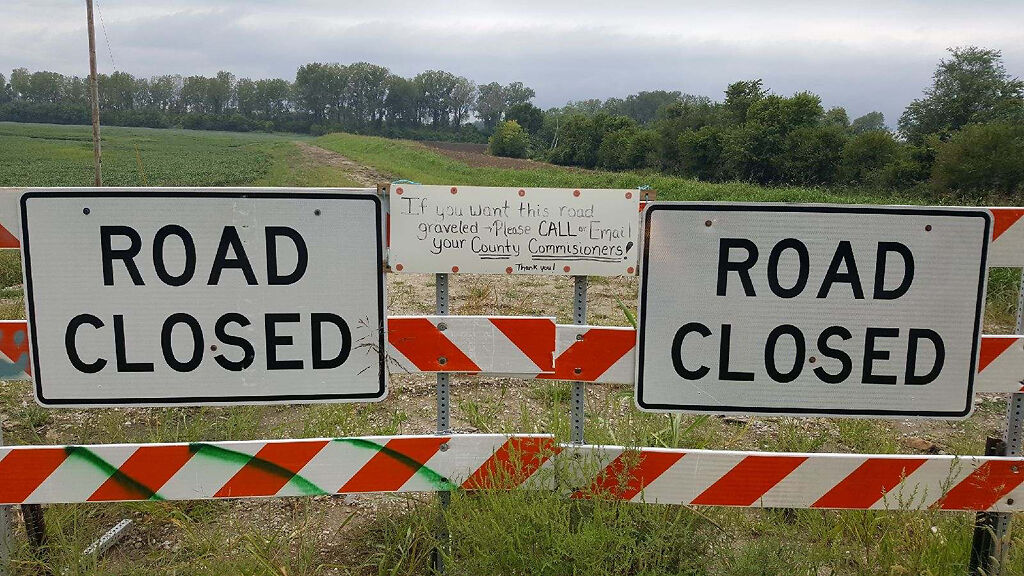 Road Closed barriers stop drivers